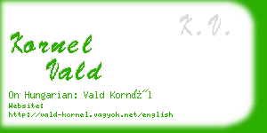 kornel vald business card